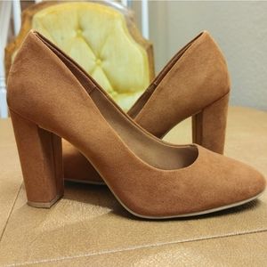 COPY - Cognac Block Heel Pumps